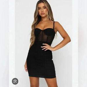 NWT White Fox Push the Boundaries Black Corset Mini Dress